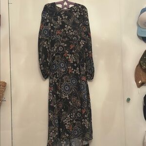 Long Floral Black Dress from Zara Trafaluc